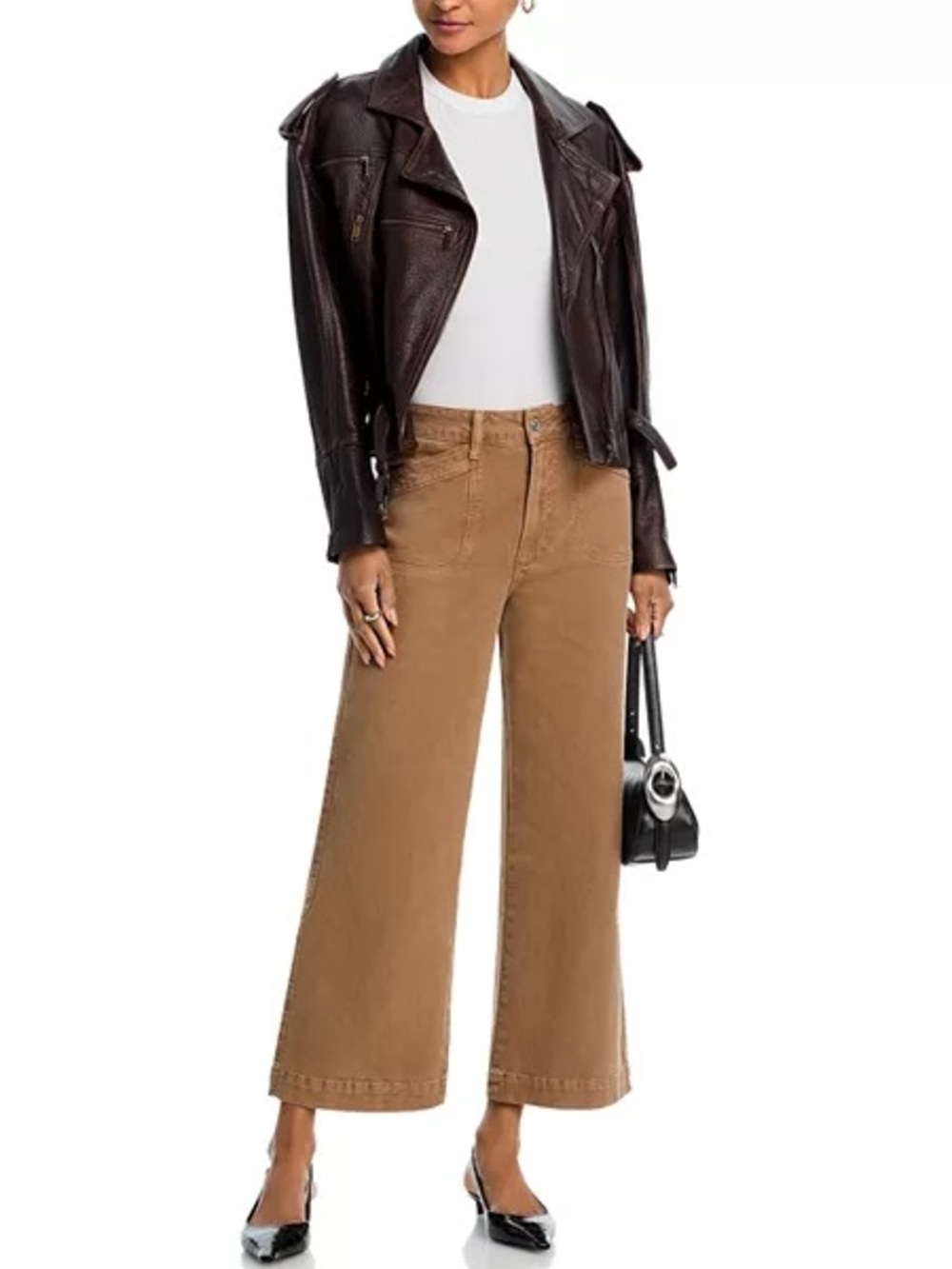 PAIGE Anessa Wide Leg Jeans High Rise Vintage Canewood Curved Inset Pockets